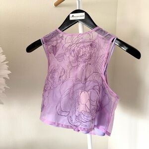 NWT🔖Cinq À Sept Cropped Etta Top Purple Embroidered Organza Lilac